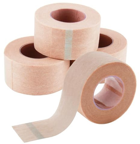 4 Rollen Micropore Tape 2,5cm x 9,14m Selbstklebende Hautfreundliches Micropore Tape, Flexible Wundversorgung, Medical Tape für Wimpernverlängerung, Narbenpflege, Ohrloch Abkleben und Sport