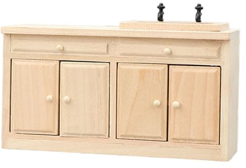 Zkydhbd Meuble de cuisine réaliste avec porte fonctionnelle en bois miniature pour 1/12 accessoires de collection