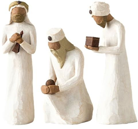 3-Piece Wise Man Nativity Scene Set,Handcrafted Resin Sculpted Figure Sets,Small Holy Family for Tabletop Mantel Christmas Tree Holiday Shelf & Office Home Decor