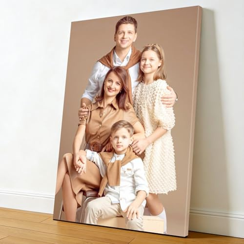 Fotos en lienzo personalizadas sin marco, 45 x 60 cm, póster personalizado con impresión fotográfica, retrato de mascotas, recuerdo de vacaciones, lienzo personalizado para regalos de familia, fiestas