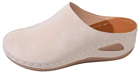 Générique Women's Lightweight Walking Sandals – Women's Summer Closed Toe Shoes Comfortable Outdoor Mules Sandalette Orthopedic Slip Ins Casual Shoe Mule Wedge Sandallets, beige, 4 UK