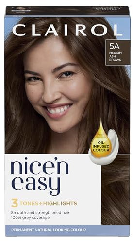 Clairol Nice'n Easy Crème, Natural Looking Oil Infused Permanent Hair Dye, 5A Medium Ash Brown