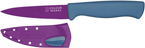 Colourworks Cuchillo Mondador con Funda para Afilar Cuchillos Edgekeeper, Acero Inoxidable, Morado, 9,5 cm
