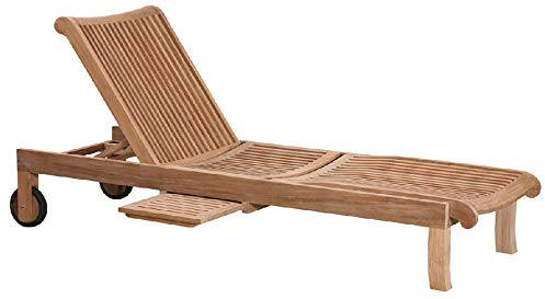 Teako Design Gartenliege Grosseto Teakholz unbehandeltes Massivholz wetterfest Sonnenliege Saunaliege robust Relaxliege