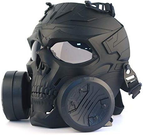 Taktische Airsoft Maske Paintball Augenschutz Ausrüstung CS Spiel Schädel Masken mit Doppel Dummy Gasfilter Anti-Beschlag Lüfter