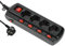 Electraline 62515 Power Extension (4 Fach Steckdosenleiste, 4 Schalter + Allgemeinschalter – Abschnitt 3 G1 mm², 1.5 m Kabel) Schwarz