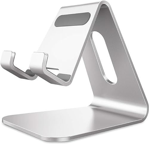 Lucrave Handy-Ständer, Halterung, Aluminium-Desktop-Ständer, kompatibel mit Switch, Allen Smartphones, iPhone 17 16 15 14 13 12 Mini Pro Max Xs Xr X SE 8 7 6 6s Plus SE 5 5s, Silber