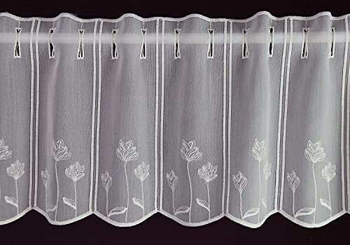 Skivgardin Bistrogardine Cafehaus Gardin kortbutik batistlook broderad 23 x 160 (HxB) cm vit