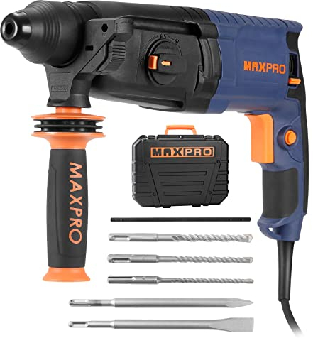 MAXPRO Martillo Perforador SDS-Plus 800W, 6 Velocidades Variables con 4 Funciones Capacità di foratura: calcestruzzo (26MM), metallo (13MM), legno (30MM)