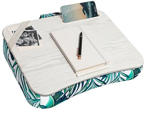 LAPGEAR Designer Lap Desk with Phone Holder and Device Ledge - Tropical Palm Leaves - Fits up to 15.6 Inch Laptops - Style No. 45427