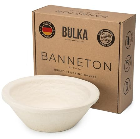 Bulka Small Round 8 500g Plane Banneton Bread Proofing Basket Pressed Wood Pulp, Sourdough Proofing Basket - Non-Stick Brotform Sourdough Bread Baking Supplies, Made in Germany.