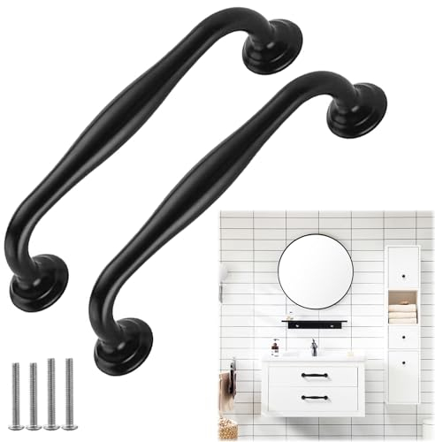 TsunNee 12 Stück Moderne Schrankgriffe, prägnante Schubladengriffe, Schranktürgriffe, Schleifengriffe, Möbeltürgriffe für Küche Schlafzimmer (12, Schwarz, 128 mm)