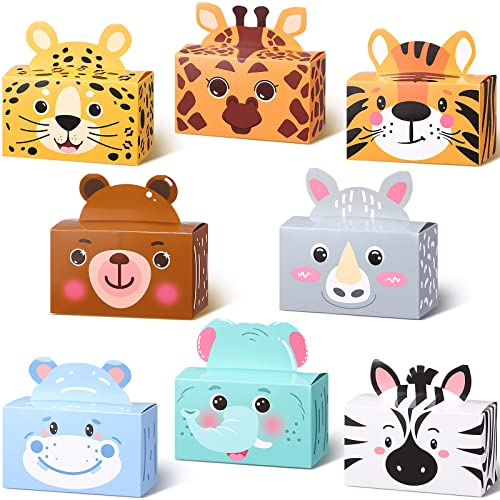 24 Scatole da Regalo a Tema Animali Selvatici di Zoo per Dolci Bomboniere Box in Cartone per Caramelle Merenda Decorazioni per Festa di Compleanno a Tema Giungla, 4,8 x 2,4 x 5,2 Pollici