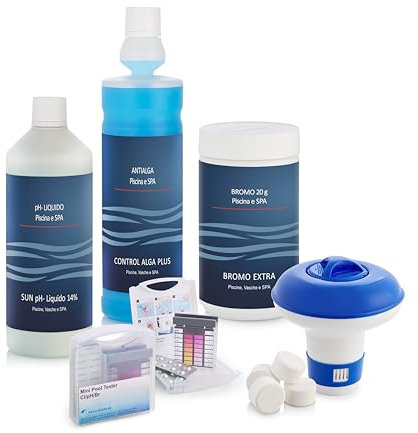 WILMIR SRL Kit BROMO Extra 5 pz. con DOSATORE, Completo e di Pratico utilizzo per la Manutenzione di minipiscine, Spa e Piscine di Piccole Dimensioni