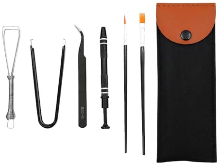 Tiardey 6 Herramientas de Limpieza de Teclado, Juego de Extractor de Interruptor de Teclado mecánico, Kit de eliminación de Teclas (Negro)
