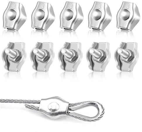 Lohill M3 Drahtseilklemme, 10 Stück Edelstahl 304 Kabelklemme, 3mm Seilklemmen Drahtseilklemme Drahtseil Klemme, Drahtseil Stahlseil Wäscheleine Markise Fixiert