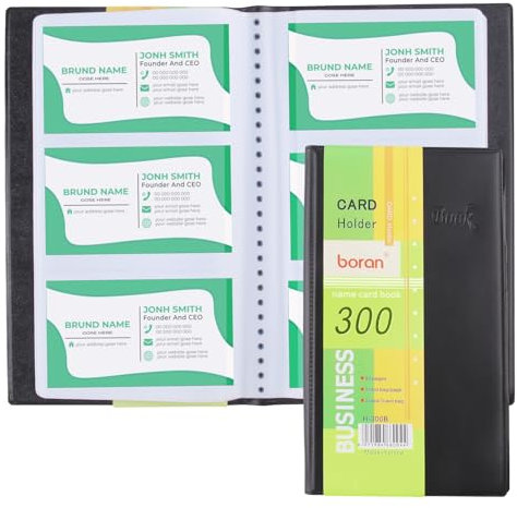 RobLuX Visitenkarten Aufbewahrung für 300 Visitenkartenmappe Visitenkartenmappe PU Visitenkartenbuch Visitenkarten Aufbewahrung Geeignet für BüRo und Klinik Kreditkarten Kundenkarten