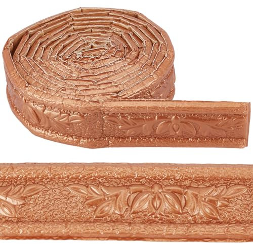 CRASPIRE BurlyWood 90x31 moldura Corona Autoadhesiva Flexible para Bordes Pared Líneas Espuma PVC Relieve 3D Impermeable para Papel Tapiz Zócalo Pegatinas Decoración para el Hogar la Oficina Y el