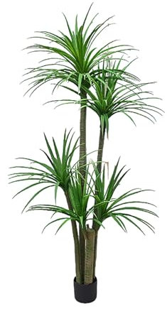 SARKEY Konstgjord drakträd, konstgjord palm, konstgjorda växter lyckobambu, konstgjord yucca-träd i kruka, för inomhus hem vardagsrum dekoration sovrum kontor dekoration (180 cm)