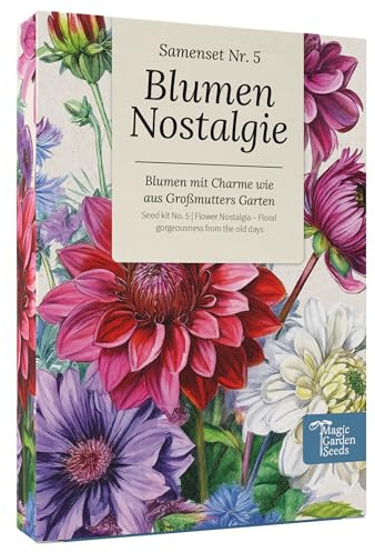 Magic Garden Seeds – blomma nostalgi fröset – 9 traditionella sommarblommor i bondgårdsstil – doftande, färgglad och nostalgisk – presentidé för trädgårdsvänner