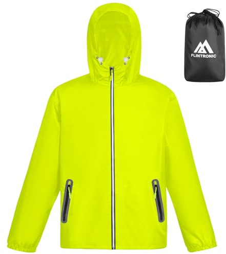 flintronic Veste Homme Impérmeable, Ciré imperméable, Légère Veste Running Homme Femme, pour Sport Cyclisme Voyage Running avec fermeture éclair, Vert,