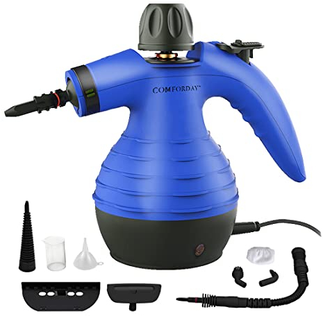 Comforday Mehrzweck-Dampfreiniger mit 9-teiligem Zubehör, druckbeaufschlagter Handdampfreiniger, perfekt für Fleckenentfernung, Vorhänge, Autositze, Boden, Badezimmer