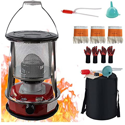 LINGOSHUN Petroleumofen für Innenräume,Petroleumofen Heizer,3 Docht Heating Camping Heater und Kochen,Mobile Heizung Ohne Strom(Size:4.6L Fuel Tank,Color:rot)