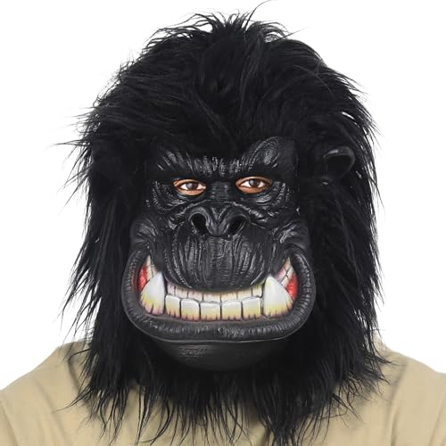 shayulajiao gorilla maske für Karneval & Halloween | Latex-Tierkostüm Maske mit naturgetreuer Fellimitation | Atmungsaktive Vollkopfmaske für Fasching & Mottopartys (Einheitsgröße)