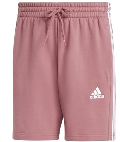 adidas Herren Essentials French Terry 3-Stripes Shorts, preloved Crimson, L