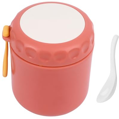 Aislada, 400 Ml, Portátil, Redonda, de Acero Inoxidable, con Aislamiento Al Vacío, Contenedor de Alimentos, Tarro de Almuerzo Térmico con Cuchara para Trabajo Al Aire