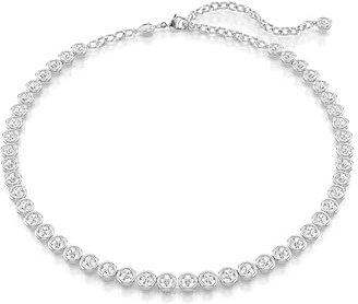 Swarovski Collar Imber Tennis, Talla redonda, Blanco, Baño de rodio