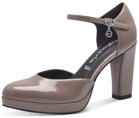 Tamaris Damen Pumps Blockabsatz Vegan; Taupe, EU 40