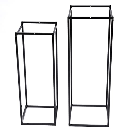 Modern blompall, blompall i metall, blomställ, blompelare, växtstativ, växtpall fyrkantig, för heminredning, butiksdekoration, bröllopsfest, set om 2