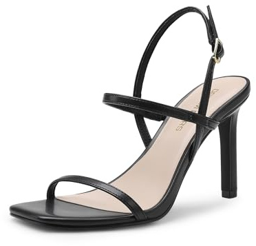 DREAM PAIRS Escarpins à talons hauts pour femme - Bout carré - Sangle de cheville - Sexy et confortable - Chaussures de mariage - Sandales à talons, Polyuréthane noir., 43 EU