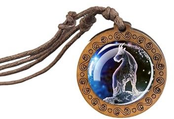 UBBVPKY Upplyst i mörkret stjärnbild halsband för kvinnor runt trä hänge med stjärntecken astrologi horoskop födelsedagspresent för kvinnor och män, One Size, Blandad, Inga ädelstenar