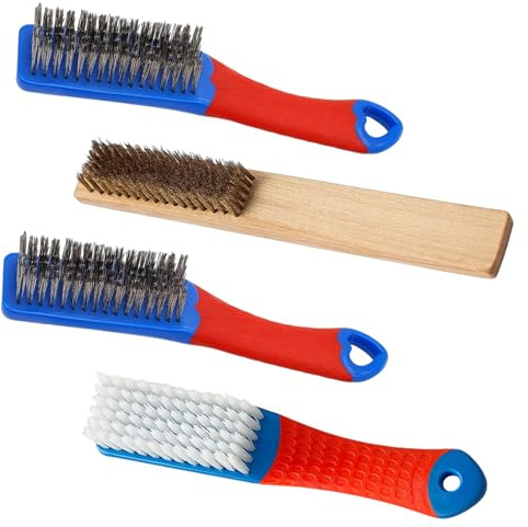 4Pcs Wire Brushes for Cleaning, Metal Brush Set, Rust Removal Wire Brushes, Wire Brush Paint Stripping and Shoe Scrubber