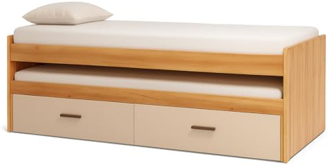 Acomoda Textil - Cama Nido Juvenil de Melamina Cajón Extraíble y Estructura Resistente. Mueble Funcional y Moderno para Dormitorios Infantiles y Juveniles Ideal para Ahorrar Espacio. (72x202,6x98 cm)