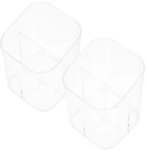 IWOWHERO Organizer per Trucco Trasparente 2 Pezzi, Porta Pennelli da Trucco Multifunzione per Bagno e Ufficio, Contenitore Portapennelli da Tavolo Compatto e Resistente