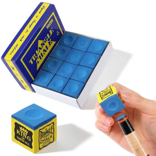 Kynigo Pool Cue Chalk 12 Pack, Standard Billiard Chalk Cubes Blue for Snooker, Durable Pool Table Accessories and Billiard Supply Set