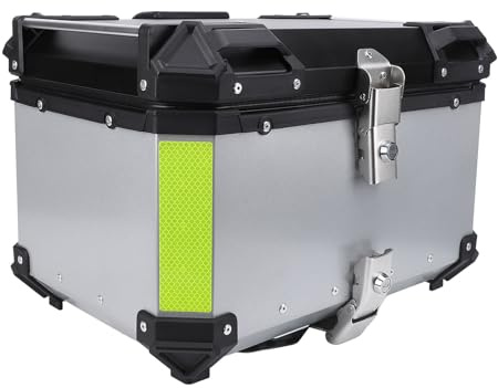 Alomejor Top Case de Moto en Alliage d'Aluminium Boîte de Queue de Moto 50L Rangement Verrouillable à Dégagement Rapide avec Autocollant Réfléchissant et Dossier pour Les Pilotes de Scooter Voyages
