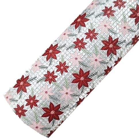 PU läder glitter blommor tryckt tyg | Flerfärgad 30x120 cm for handgjorda hantverk: Glitter konstläderark(8-30x120cm)