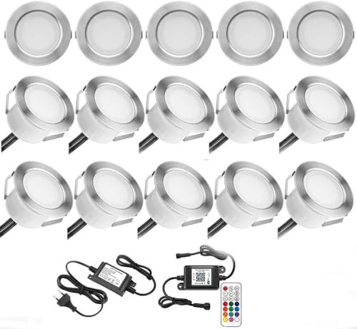 20er LED Bodeneinbauleuchten Terrassenbeleuchtung Arbeitet mit Alexa, Google Home,WiFi Wireless Smart Phone Ø45mm IP67 Wasserdicht LED Einbaustrahler