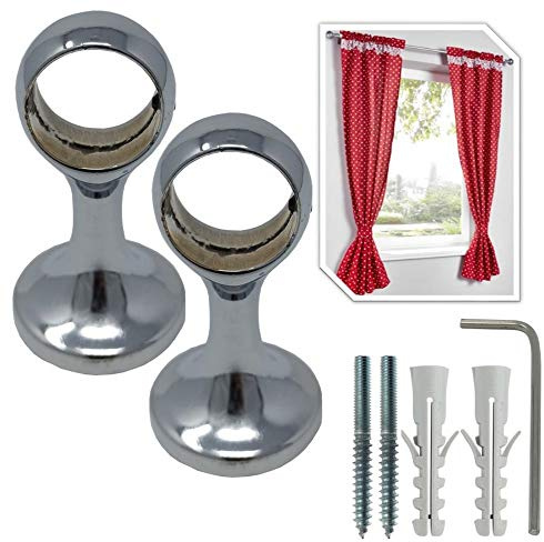 parpyon® 2 Supporti per bastoni Tende in Metallo da 20-22mm, staffe Bastone Tenda - Corrimano ringhiera a muro, Materiale Resistente per Appendi Prodotto Italiano (V44CR, 20-22MM)