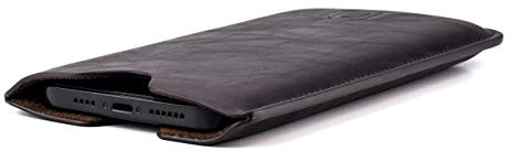 Dockem Tipo sobre Executive para iPhone 12-17 Pro MAX, 14-16 Plus (6.7/6.9 Inch) – Cuero Vegano Premium Ligeramente Acolchado con Forro de Microfibra – Funda Delgada [Marrón Ozcuro]