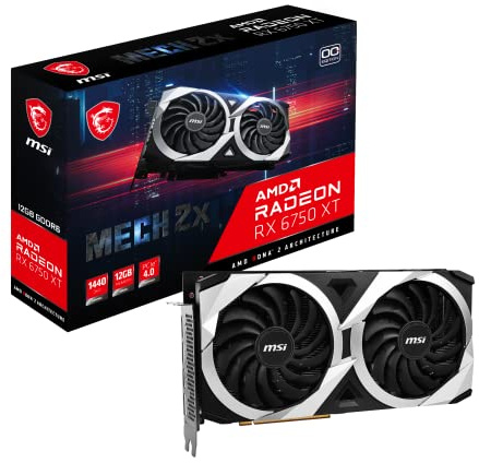 MSI Radeon RX 6750 XT MECH 2X 12G OC Gaming Grafikkarte - AMD RX 6750 XT, 12GB GDDR6 Speicher, 192-bit, 18 Gbps