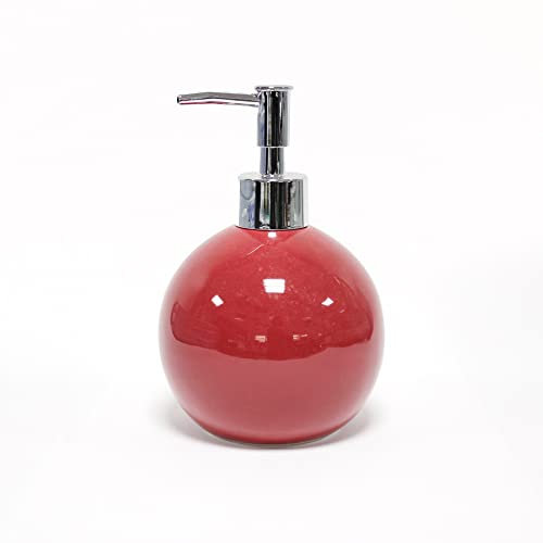 douceur d'intérieur, Distributeur Savon (Diamètre 9,7 x 16 cm) Bullea Framboise, Céramique Unie