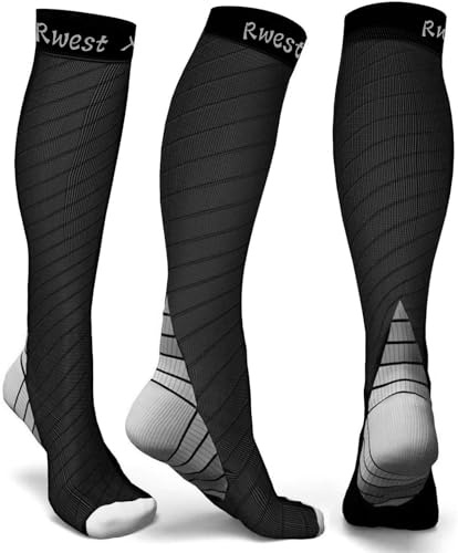 Rwest X Calze Compressione Graduata Donna e Uomo, Calze Elastiche a Compressione Graduata per Sport, Migliora Le Prestazioni per Sport, Corsa, Escursioni, Giri in Bici, Viaggi in Aere