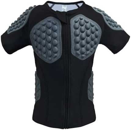 Topeter Maillot de Football Côtelé pour la Protection de la Poitrine des Jeunes - Chemise de Protection en Compression Rembourrée pour Enfants (Noir YL)