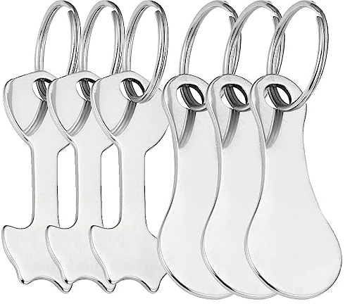 6 Pcs Shopping Trolley Coins Shopping Trolley Release Key Metal Shopping Cart Token Coin Stainless Steel Round Shaped Shopping Trolley Keychain for Shopping Trolley