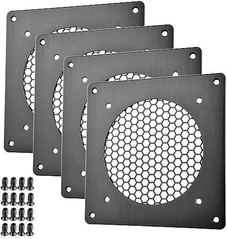 Euroharry ventilationsgaller 120 mm fläktskydd ? för PC, dator, AV, elektroniska skåp, (borstad metall, 1 styck) (4 st)